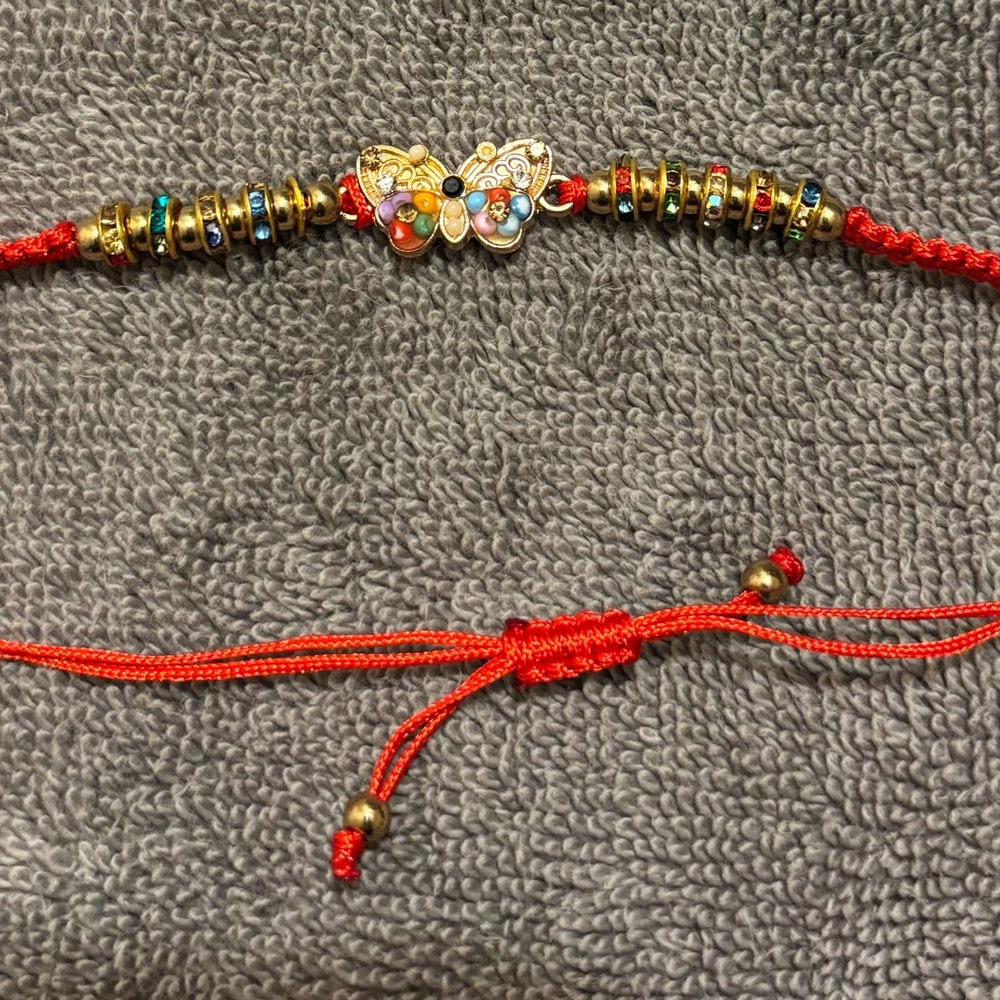 & Other Stories Red and Gold Butterfly Bracelet